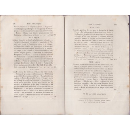 Tableau de la littérature au XVIIIe s. Cours de littérature française, Villemain, 1854 - manuels de français