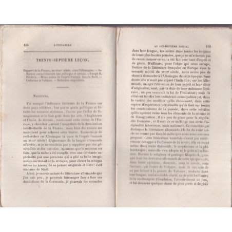 Tableau de la littérature au XVIIIe s. Cours de littérature française, Villemain, 1854 - manuels de français