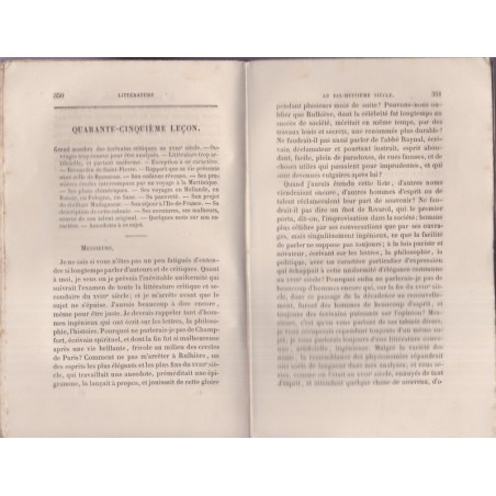 Tableau de la littérature au XVIIIe s. Cours de littérature française, Villemain, 1854 - manuels de français
