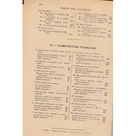 Exercices écrits et oraux, composition française, Cours de langue française, Maquet et Flot, 1911 - manuels de français