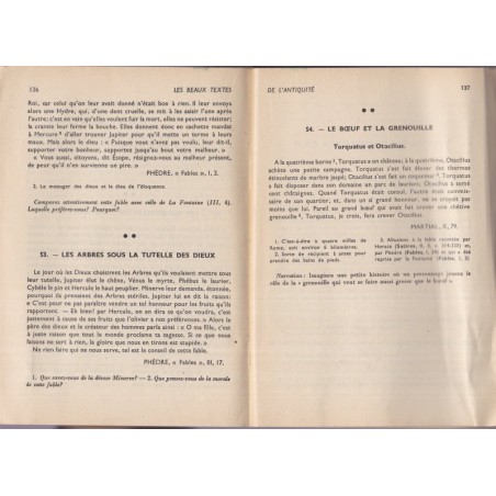 Les beaux textes de l'Antiquité, classe de 5e, Maurice Rat, 1954 - manuels de français