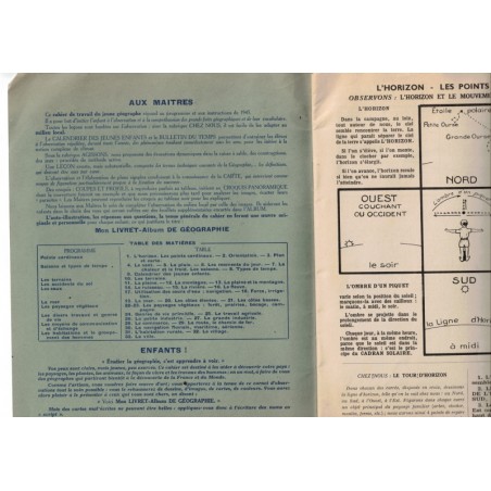Mon livret de géographie, initiation géographique, cours élémentaire, Millet, 1949 - manuels de géographie, pédagogie