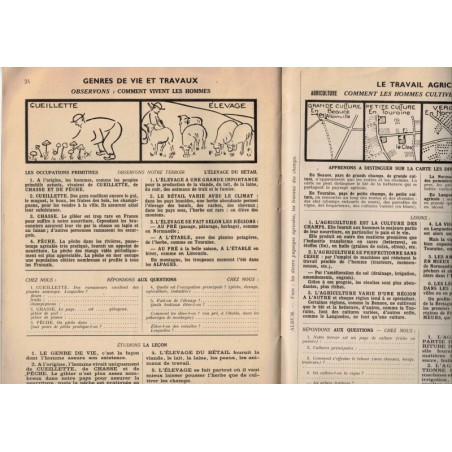 Mon livret de géographie, initiation géographique, cours élémentaire, Millet, 1949 - manuels de géographie, pédagogie