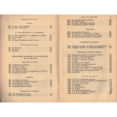 La géographie au baccalauréat, la France et l'Union française, P. Serryn, 1948 - manuels de géographie, annales
