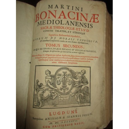 Daté de 1697, Martini Bonacinae Mediolanensis, Operum de Morali Theologia,  - XVIIe s., rare, théologie, latin