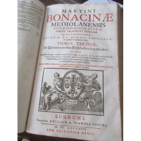 Daté de 1697, Martini Bonacinae Mediolanensis, Operum de Morali Theologia,  - XVIIe s., rare, théologie, latin