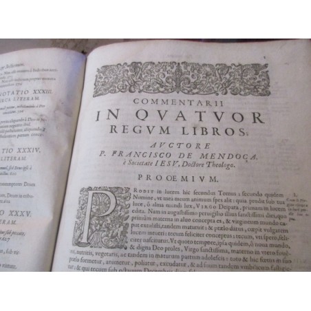 Daté de 1628, Commentariorum in quatuor libros reugm, Tome second - Francisci de Mendoça - rare, XVIIe s. théologie, latin,