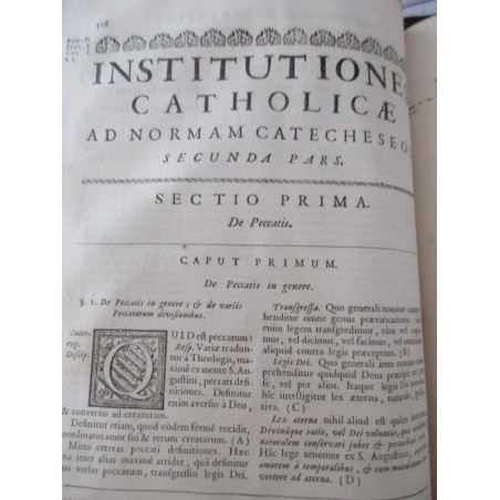 Daté de 1725, Institutiones  catholicae in modum catecheseos, Francisco-Amato Pouget - latin, rare, édition XVIIIe s. théologie,