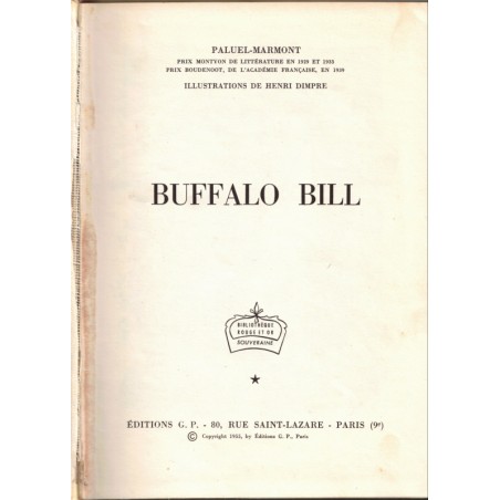 Buffalo Bill, Paluel-Marmont - légendes du Far West, Indiens d'Amérique, Rouge et Or Souveraine, Etats-Unis, aventures Jeunesse