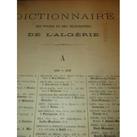 1884, Dictionnaire des Postes et des Télégraphes de la France et de l'Algérie, Cochery - annuaire Algérie, France, généalogie,