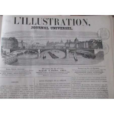 Journal L'Illustration six mois année 1865 de janvier à juin tome 45 - journaux anciens, XIXe siècle