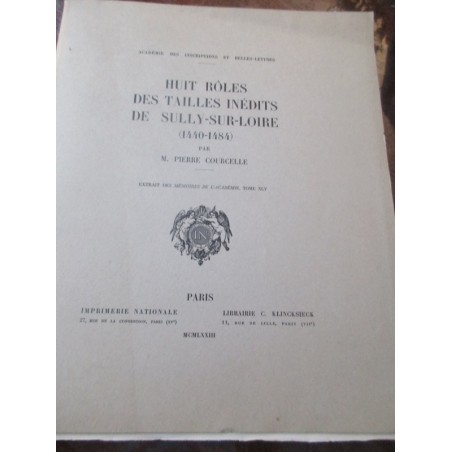 Huit rôles des tailles inédits et nouveaux documents de Sully-sur-Loire, 1978