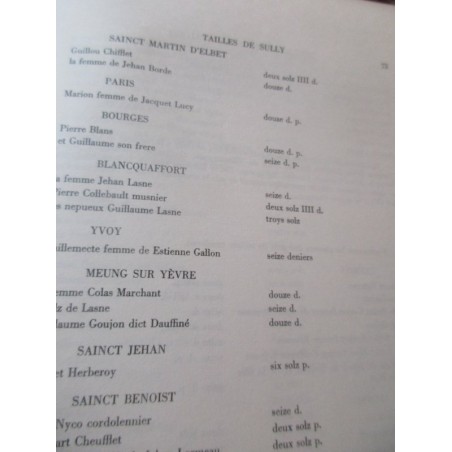 Huit rôles des tailles inédits et nouveaux documents de Sully-sur-Loire, 1978 - impôts Moyen Age, recensement population,