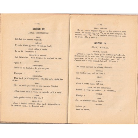 Escale aux tropiques, drame d'aventures, Pierre Dumaine & Louis Brunet - dédicacé, théâtre XXe s.