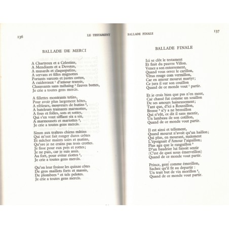 François Villon, œuvres poétiques, 1965 - poésie, Littérature Moyen Age, Garnier Flammarion