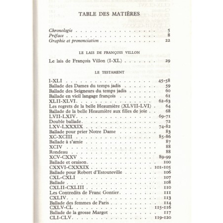 François Villon, œuvres poétiques, 1965 - poésie, Littérature Moyen Age, Garnier Flammarion