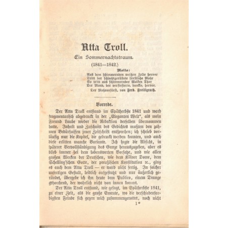 Atta Troll ein Sommersnachtstraum Deutschland, Heinrich Heine, 1917 - Litteratur, Märchen, Helios Klassiker Ausgaben