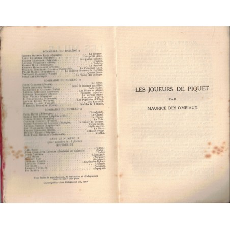 Les mille nouvelles nouvelles, revue janvier 1911, la Renaissance du Livre - littérature XXe siècle revues littéraires