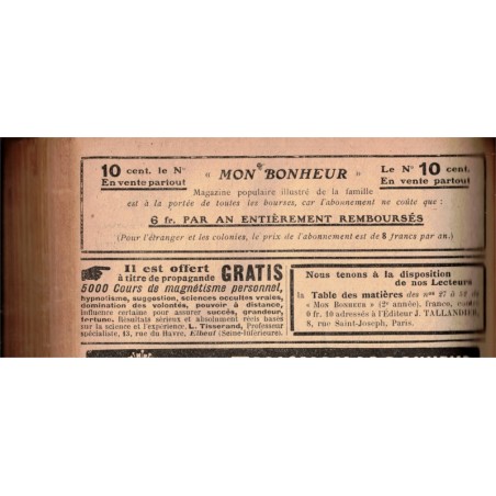 Journal Mon Bonheur 2e année, romans populaires - aventures jeunesse, journaux populaires de la famille