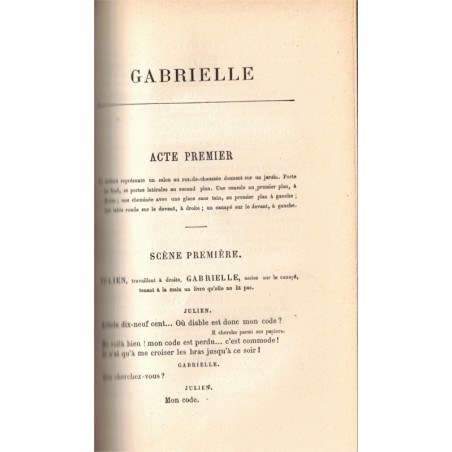 Théâtre complet T1, La Ciguë, Un homme de bien, L'aventurière, L'habit vert, Gabrielle, Le joueur de flûte, Emile Augier, 1882 -
