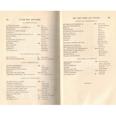 Théâtre complet T6, Paul Forestier, le Post-scriptum, Lions et renards, Jean de Thommeray, Emile Augier, 1883, acteurs,