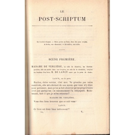 Théâtre complet T6, Paul Forestier, le Post-scriptum, Lions et renards, Jean de Thommeray, Emile Augier, 1883, acteurs,