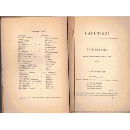Cabotins ! Edouard Pailleron, 1896 - comédie, théâtre vaudeville,