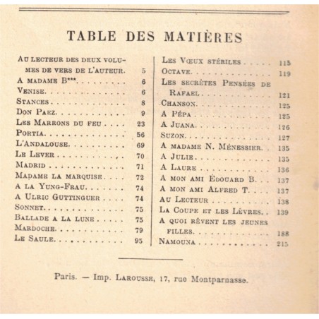 Alfred de Musset, 1909, Premières poésies 1829-1835 - Littérature XIXe s. poètes, Bibliothèque Larousse