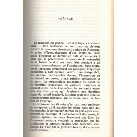 Les rêveries du promeneur solitaire, Jean-Jacques Rousseau, 1964 - Littérature XVIIIe siècle