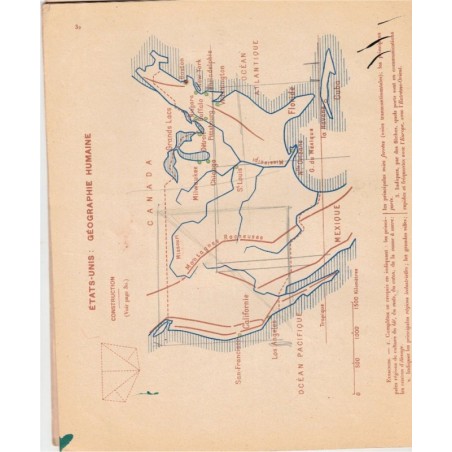 Cahier de cartographie, Le Monde, moins l'Europe, Fraysse, 1964 - manuels géographie