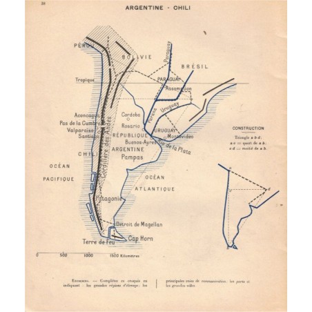 Cahier de cartographie, Le Monde, moins l'Europe, Fraysse, 1964 - manuels géographie