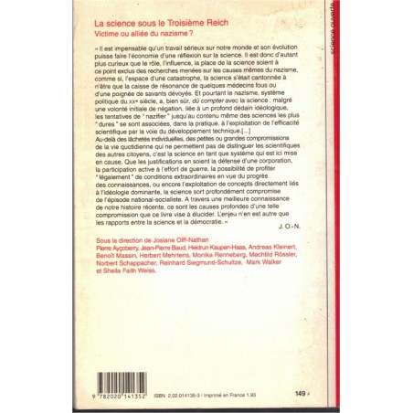 La science sous le Troisième Reich, Josiane Off-Nathan, 1993 - Allemagne, nazisme