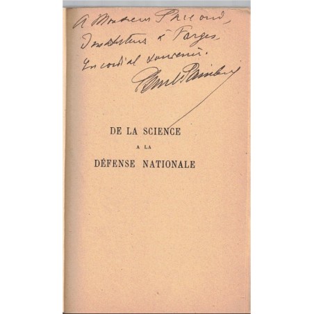 De la science à la Défense Nationale, paul Painlevé, 1931 - dédicacé