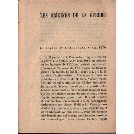 Les origines de la guerre, Raymond Poincaré, 1921 - Relations internationales, guerre 1914-1918