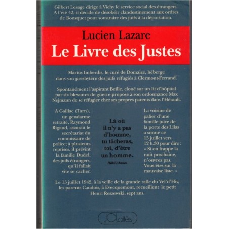 Le livre des Justes, Lucien Lazare, 1993 - Shoah, 2e guerre mondiale, Résistance