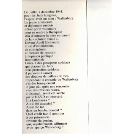 Wallenberg, le héros disparu, Frederick Werbell & Thurston Clarke, 1987 - 2e guerre mondiale, Shoah, Justes