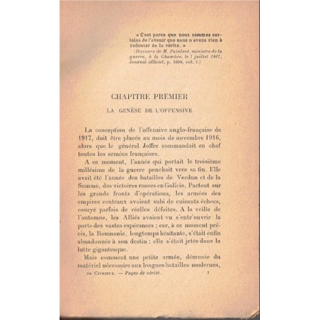 L'offensive de 1917 et le commandement du Général Nivelle, Commandant de Civrieux, 1919 - guerre 1914-1918