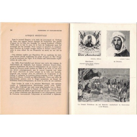 Propagande coloniale, ticket Train-Exposition et brochure Pionners et explorateurs coloniaux, 1943 - trains, Empire Colonial