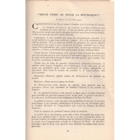 Appels et discours du Général de Gaulle, 1944 - 2e guerre mondiale, Résistance, politique