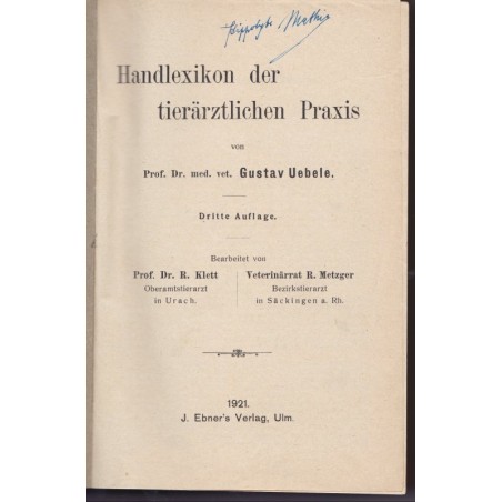 Handlexikon der tierärztlichen Praxis, Gustav Uebele, vétérinaire