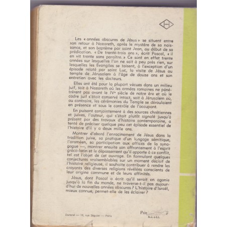 Les années obscures de Jésus,  1960, Robert Aron - biographie de Jésus-Christ