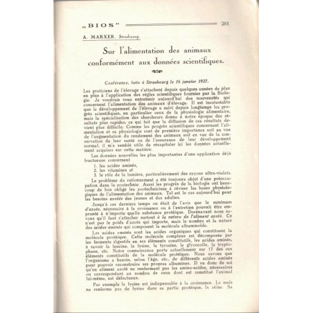 Bios n°7 1927, revue des sciences naturelles, Monatsschrift für Angewandte Naturwissenschaftern - alsatiques, archéologie, Natur