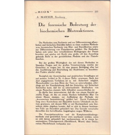 Bios n°6 1927, revue des sciences naturelles, Monatsschrift für Angewandte Naturwissenschaftern - alsatiques, Natur