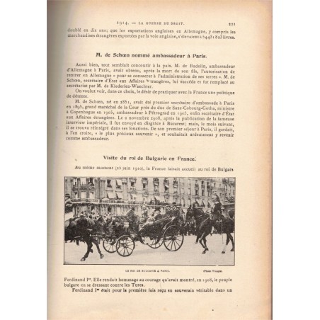 1914 Histoire illustrée de la guerre du Droit T1, Emile Hinzelin, 1916 - guerre 1914-1918, relations internationales XXe