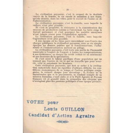 Essai sur la politique générale du Parti Agraire et Paysan Français, Marcel Braibant, 1962 - partis politiques, agriculture,