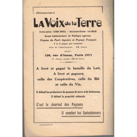 Essai sur la politique générale du Parti Agraire et Paysan Français, Marcel Braibant, 1962 - partis politiques, agriculture,