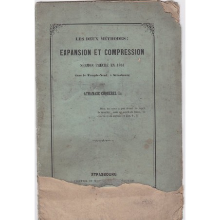 Expansion et compression, sermon 1864, Athanase Coquerel, Temple-Neuf Strasbourg, Protestantisme
