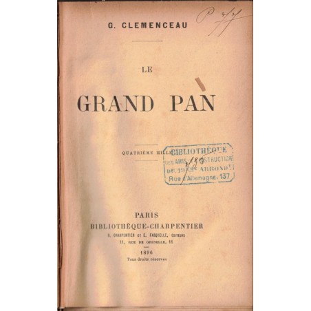 Le grand pan, Georges Clémenceau, 1896 - société au XIXe siècle