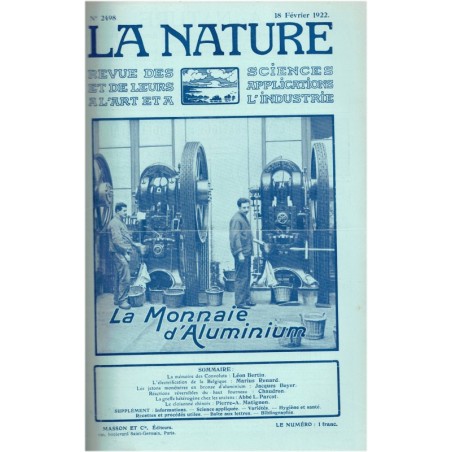 La nature, revue des sciences et de leurs applications à l'art et à l'industrie, 1922, 1er sem -, voyages, techniques, sciences,