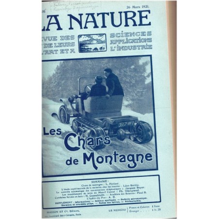 La nature, revue des sciences et de leurs applications à l'art et à l'industrie, 1921, 1er sem-, voyages, techniques, transport,